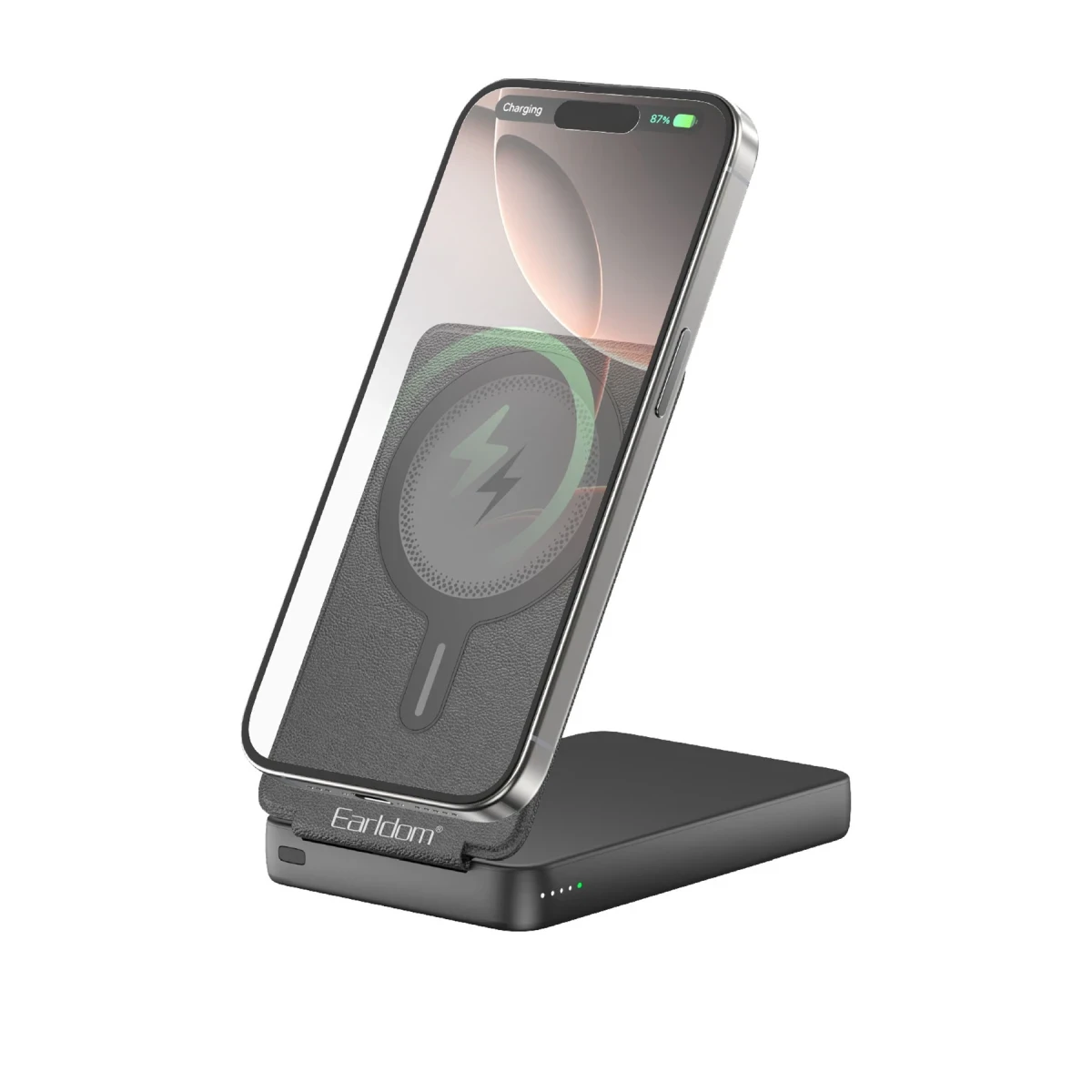 Earldom PD59 10.000 mAh 20W Kablosuz Şarj ve 20W Type-C Çıkışlı PD Hızlı Şarj ve Standlı Powerbank - Siyah